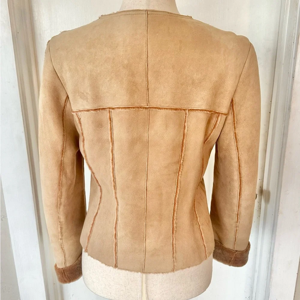 Carlisle Vintage Genuine 100% Shearling Wool Tan Coat Size 6 Womens - Picture 5 of 7